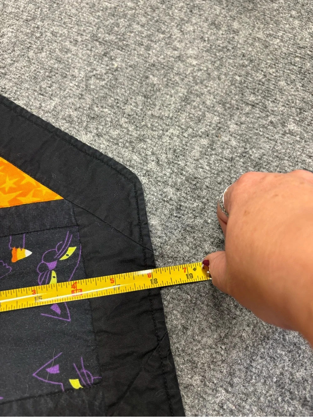 Octagonal Halloween Quilted Table Topper in Black and Orange